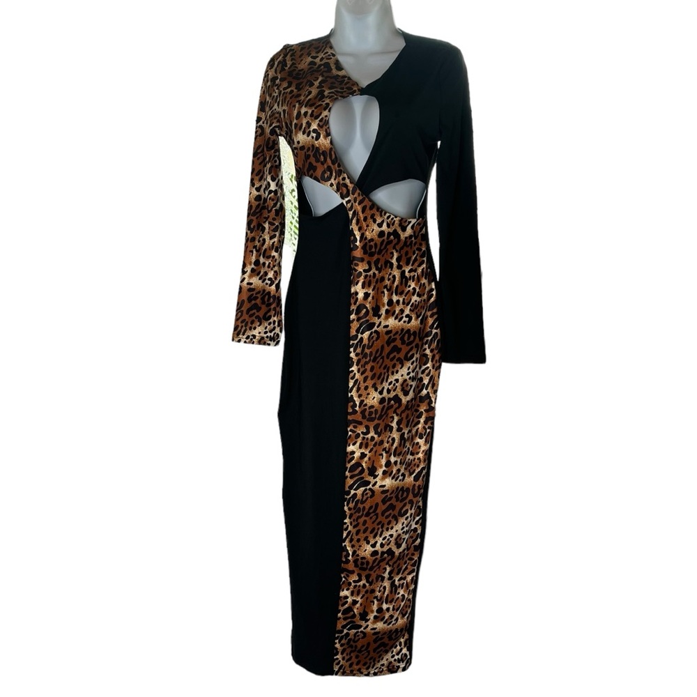 CBR Maxi Animal Print Maxi Dress Color: Black Size: Medium